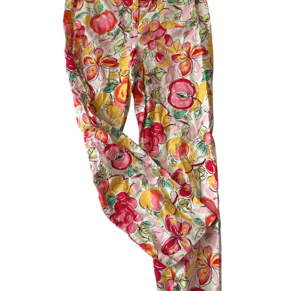 Talbots Vintage Cottage Core Fruit Butterfly Sz 12 Stretch Pants Coastal Grandma